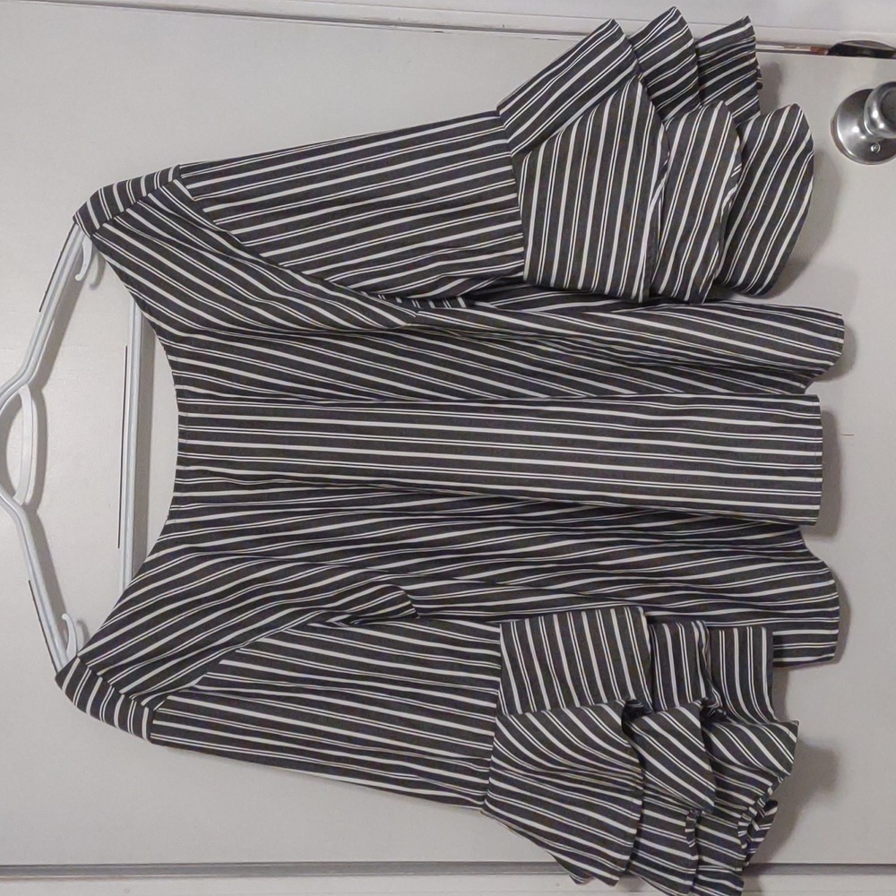 Striped Off-Shoulder Blouse with Ruffle Sleeves